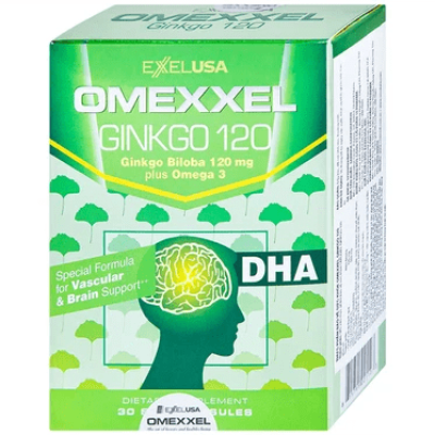 Viên uống Omexxel Ginkgo 120 Excelife hỗ trợ tăng cường tuần hoàn máu não, tốt cho tim mạch (30 viên)